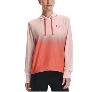 Under Armour UA Rival Terry Gradient Hooded Sweatshirt Small Pink White Sporty